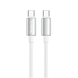 Дата кабель USB-C to USB-C 1.0m 5A 100W zinc alloy braided white ColorWay (CW-CBPDCC098-WT) - мініатюра 3
