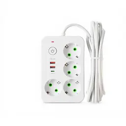Мережевий фільтр-подовжувач 4 розетки 2xUSB-A 1xUSB-C 3м білий подовжувач електричний живлення зарядка Yiwu HP-5-45 - мініатюра 2