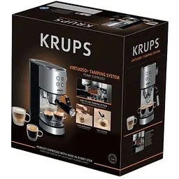 Кавоварка ріжкова Krups Virtuoso+ Tamping System 1 л сіра (XP499EE0) - мініатюра 4