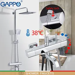 Душова система з термостатом Gappo 1/3 G2491, хром - мініатюра 2