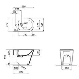 Біде підлогове Qtap Stork QT15443378W, Білий - мініатюра 2