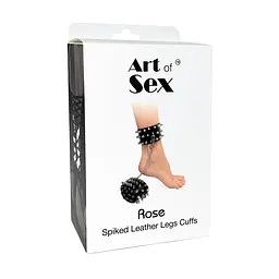 Поножі із шипами з натуральної шкіри Art of Sex - Rose, колір чорний - мініатюра 4