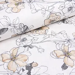 Комплект постільної білизни Cosas полуторний з простирадлом на резинці PASTEL FLOWERS 160 x 220 см (FlowersBeigeWhite_El-53Graphite_160) - мініатюра 14