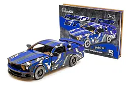 Конструктор "Muscle Car" Puz-00642 дерев'яний, 162 дет., синій колір нар. моделі 24 x 9 x 7 см PuzzleOk