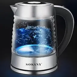 Скляний чайник Sokany SK-1027, 2200 Вт, 2,2 літра електролектроча - мініатюра 2