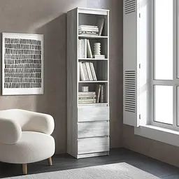 Пенал для книг Vays R-25, з відкритими полицями та шухлядами, без ручок, ЛДСП, 50×40×211 см - для вітальні, спальні, офісу - мініатюра 10