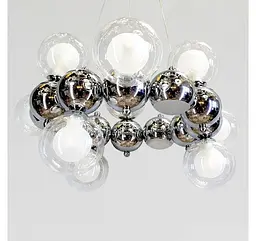 Хромована підвісна люстра Artlight 1117/12 з 12 скляними кулями і LED-кільцем, що світиться. - мініатюра 4