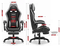 Комп'ютерне крісло Hell's HC-1039 Gray-Black (тканина) - мініатюра 7