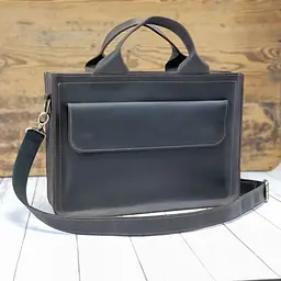 Шкіряна сумка для документів і невеликого ноутбука GS коричнева (ОФ 003 кор) 350 - мініатюра 1