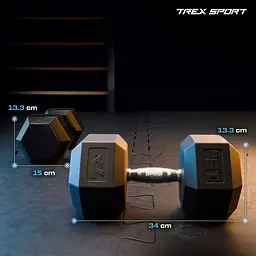 Гантеля шестигранна прогумована TX-150RD Trex Sport 15кг - мініатюра 2