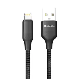 Кабель ColorWay USB - Lightning (M/M), TPE embossed, 3А, 1 м, Чорний (CW-CBUL101-BK)