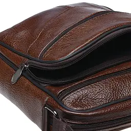 Чоловіча сумка Borsa Leather K18490 24x21x7 см Коричневий (10852) - мініатюра 6