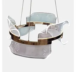 Підвісна світлодіодна люстра Artlight 512162/400GD золота з фігурним прозорим акриловим розсіювачем та трьома режимами світла - мініатюра 6