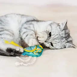 Іграшка для котів Barksi Папуга з дзвіночком та пір'ям 11х8 см - мініатюра 5