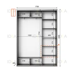 Шафа-купе Idea серія 1 170 x 45 x 240 см Венге темний - мініатюра 2