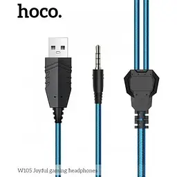 Навушники Hoco LED Joyful Gaming Headphones W105 чорно-сині 6931474754172 - мініатюра 4