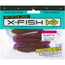 Силікон X-Fish Guddi Fat 3" Lox Red & Black Flake (5шт/уп) - мініатюра 2