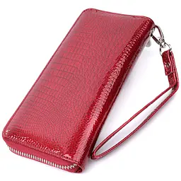 Жіночий гаманець лакований на блискавці з натуральної шкіри ST Leather 22677 червоний - мініатюра 2