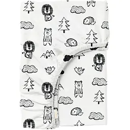 Простирадло Cosas на резинці 80х190х25 animals, білий (AnimalsBlackWhite_80х190х25)