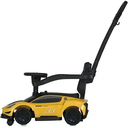 Дитяча каталка-толокар 2 в 1 Bambi M 5106-6 з батьківською ручкою жовтий - мініатюра 3