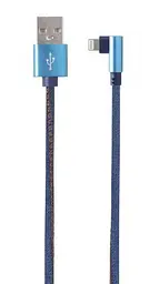 Кабель USB AM - Lightning, 1 м, синій, Cablexpert, 2.1A, кутовий роз'єм (CC-USB2J-AMLML-1M-BL)