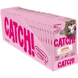 Набір вологий корм Catch! для дороcлих котів з куркою та овочами в соусі 2.04 кг (24 шт х 85 г)