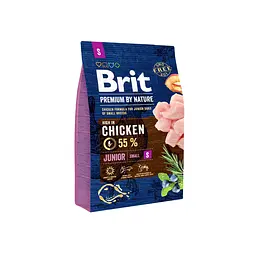 Сухий корм для цуценят і молодих собак дрібних порід Brit Premium Junior S 3 кг з смаком курки