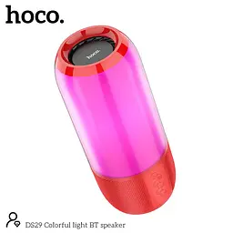 Портативна акустика Hoco Colorful light BT speaker DS29 бездротова червона - мініатюра 4