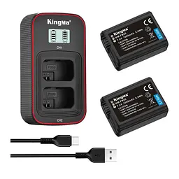 3-Pack KingMa Sony NP-FW50 (2 АКБ KingMa NP-FW50 та 1 ЗУ на дві батареї)
