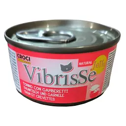 Вологий корм для котів Vibrisse Jelly тунець та креветки в желе, банка 70 г