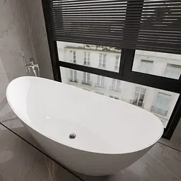 Ванна окремостояча матова Amidicon Capri 170x77 з литого каменю CAPRI_170_MAT, Білий матовий - мініатюра 3