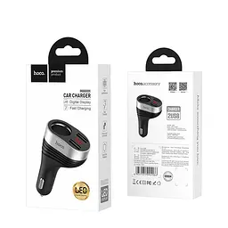 Автомобільний зарядний пристрій HOCO Z29 Regal digital display cigarette lighter car charger чорний - мініатюра 2