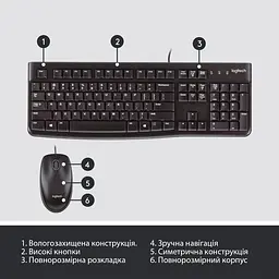 Комплект (Клавіатура та Миша) Logitech MK120 Desktop (920-002563) USB Black - мініатюра 6