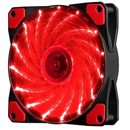 Корпусний кулер Voltronic sleeve fan 3-контактний + 4-контактний — 120 мм, 12 В, 1100 об/хв, 15 світлодіодів, червоний