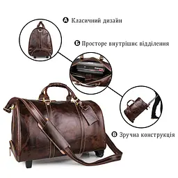 Сумка дорожня 14254 на колесах Vintage коричнева - мініатюра 8