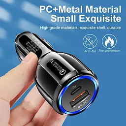 Автомобільний зарядний пристрій No Brand CWa USB - Type-C QC 3.0 Black (Н051037) - мініатюра 5