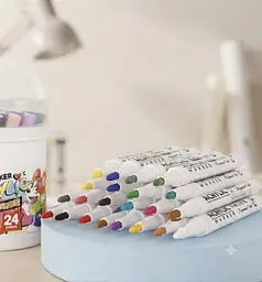 Акварельні маркери 24 Water color pen / Набір маркерів у білому відерці / Художні маркери - мініатюра 2