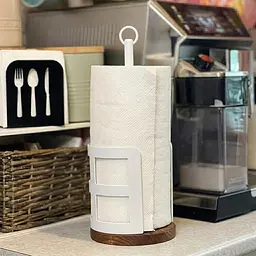 Тримач для паперових рушників Nice & Cozy Garret M125 з дерев'яною основою білий - мініатюра 2