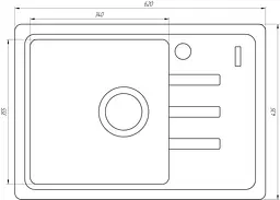 Кухонна мийка гранітна Globus Lux Mono піщаний 620x435мм-А0004, Sand - мініатюра 3