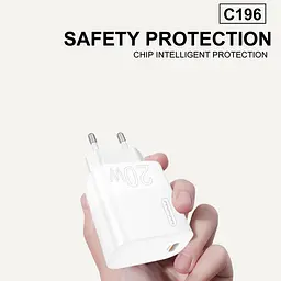 Мережевий зарядний пристрій WUW-C196 1Type-C PD20W білий - мініатюра 3