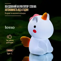 Нічник силіконовий дитячий Єдиноріжка LOSSO Unicorn JX-19 - мініатюра 4