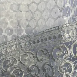 Тюль арка біла з сірим макраме 1,7м на 3м на тасьмі ALBO pbe0052804 - мініатюра 6