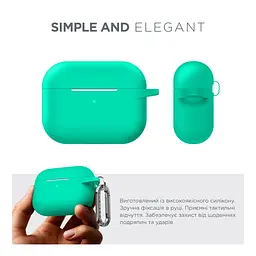 Силіконовий чохол для навушників Apple AirPods Pro, Hang Case, зелений, ультратонкий захисний кейс товщиною 2 мм, захист від подряпин, пилу та ударів, компактний, з карабіном для кріплення, ArmorStandart (ARM56102) - мініатюра 2