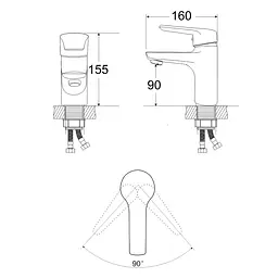 Змішувач для раковини Lidz Tani 0011F1 (k40) LDTAN001F1CRM44959 CRM - мініатюра 2