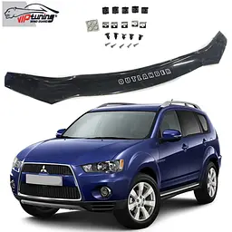 Дефлектор капоту мухобійка для Mitsubishi Outlander XL 2010-2018 Рестайлінг Євро Кріплення (Vip Tuning)