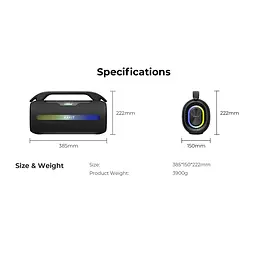 Портативна колонка HAVIT SK920BT IPX6 60W RGB Black HAVIT (29188-000) - мініатюра 12