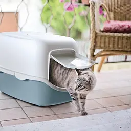 Stefanplast Cat toilet Cathy with filter - Закритий туалет для котів з фільтром сине-сталевий - мініатюра 2