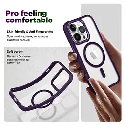 Чехол Apple iPhone 13 Pro Max, Unit MagSafe, фиолетовый, прозрачный, MagSafe, противоударный, магнитный, панель-накладка с поддержкой MagSafe, с поддержкой беспроводной зарядки, TPU+PC, защита всего корпуса, ударопрочный, ArmorStandart (ARM75204) - мініатюра 2
