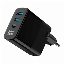 Зарядний пристрій Gembird 2хUSB-A (QC3.0 18W) + 1хType-C (PD20W) LCD black (TA-UC-PDQC30LCD-BK-02) - мініатюра 3