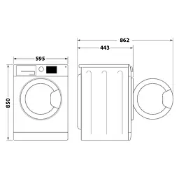 Пральна машина Indesit фронтальна, 6кг, 1200, A+++, 43см, дисплей, інвертор, люк чорний, білий - мініатюра 6